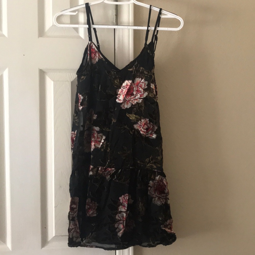 Black velvet dress.
